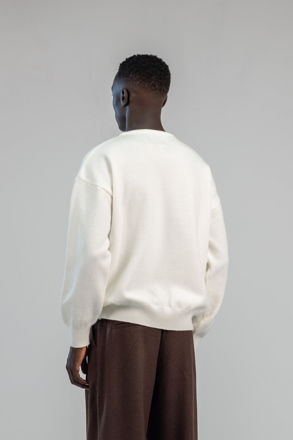 Cream Soft wool relaxed fit sweater