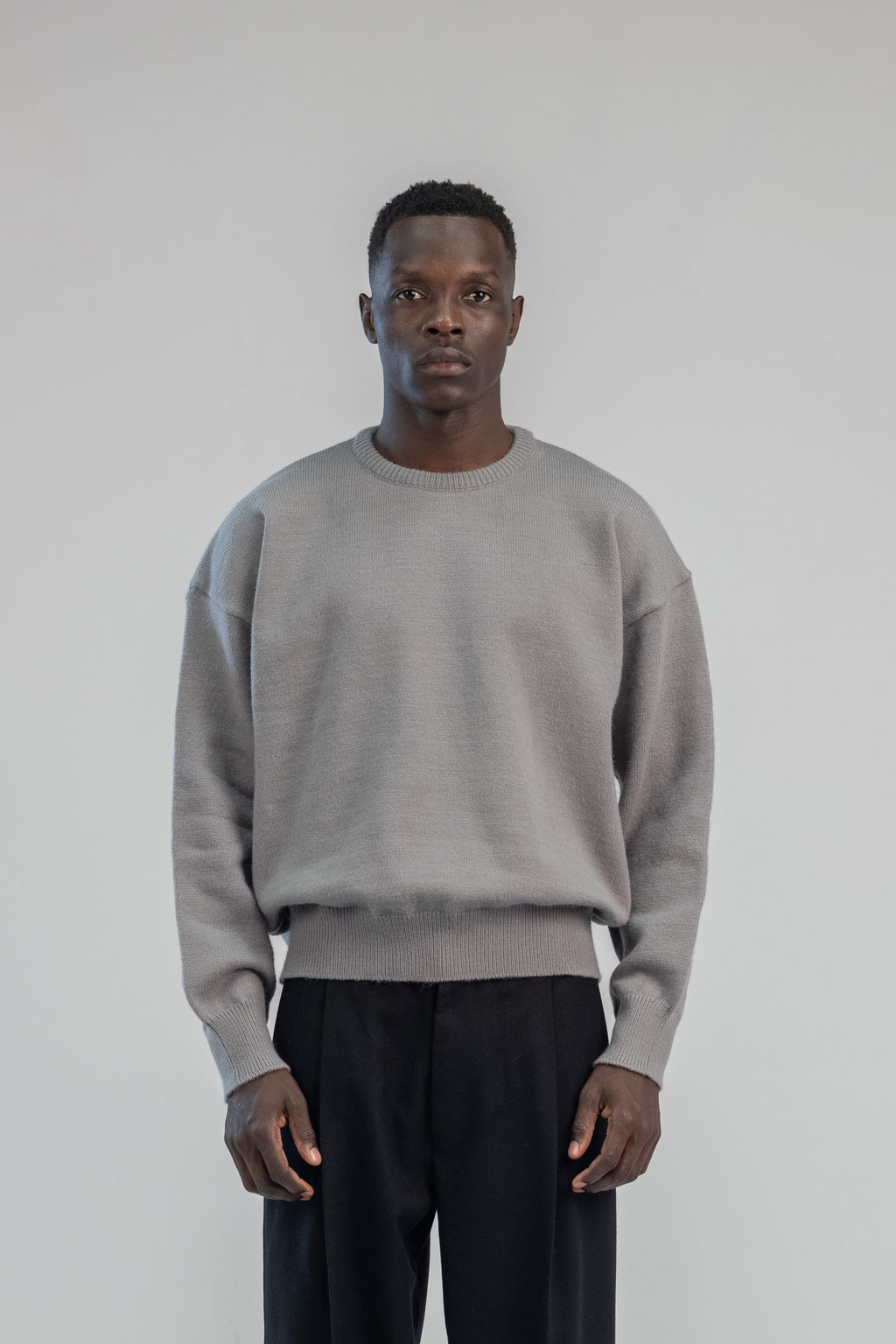 Grey Soft wool relaxed fit sweater