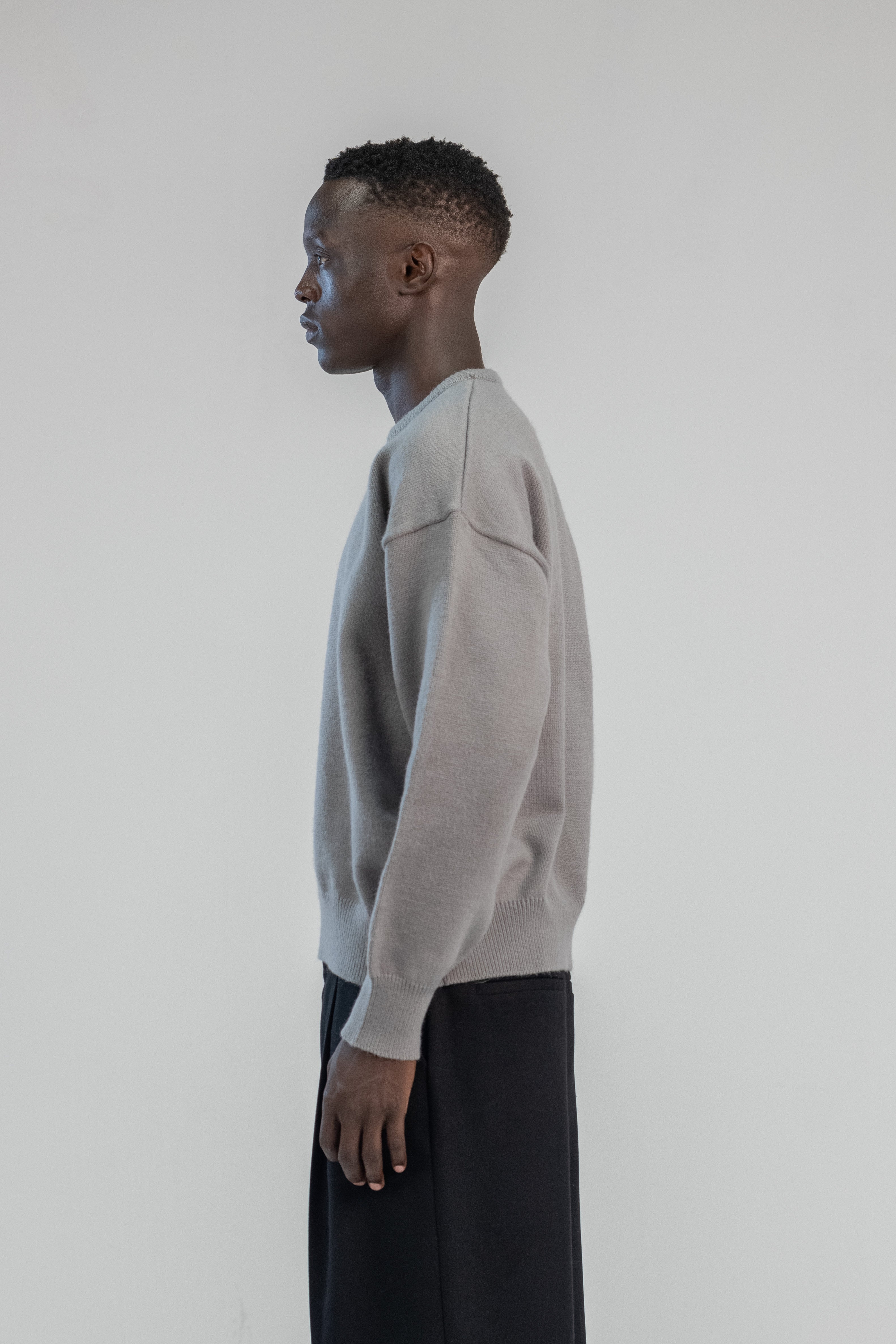 Grey Soft wool relaxed fit sweater