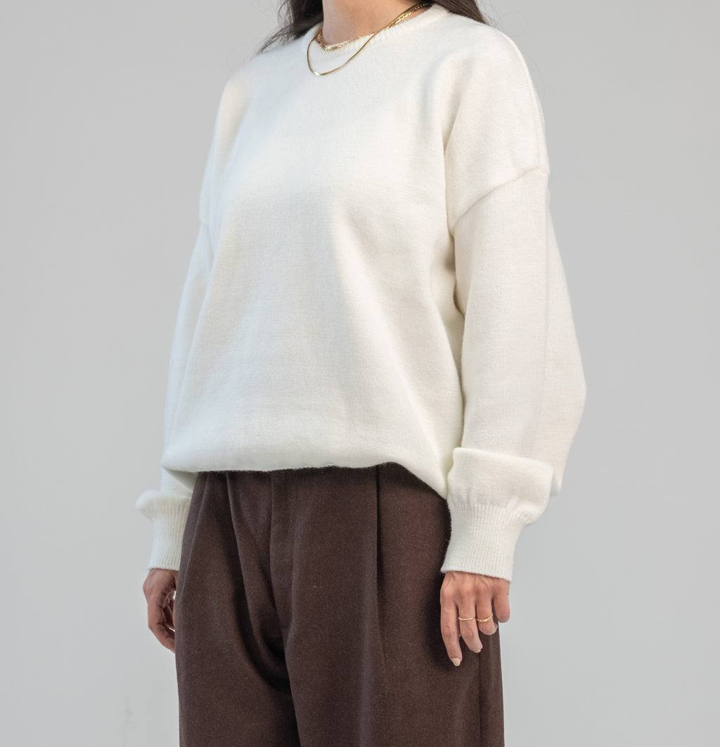 Cream Soft wool relaxed fit sweater