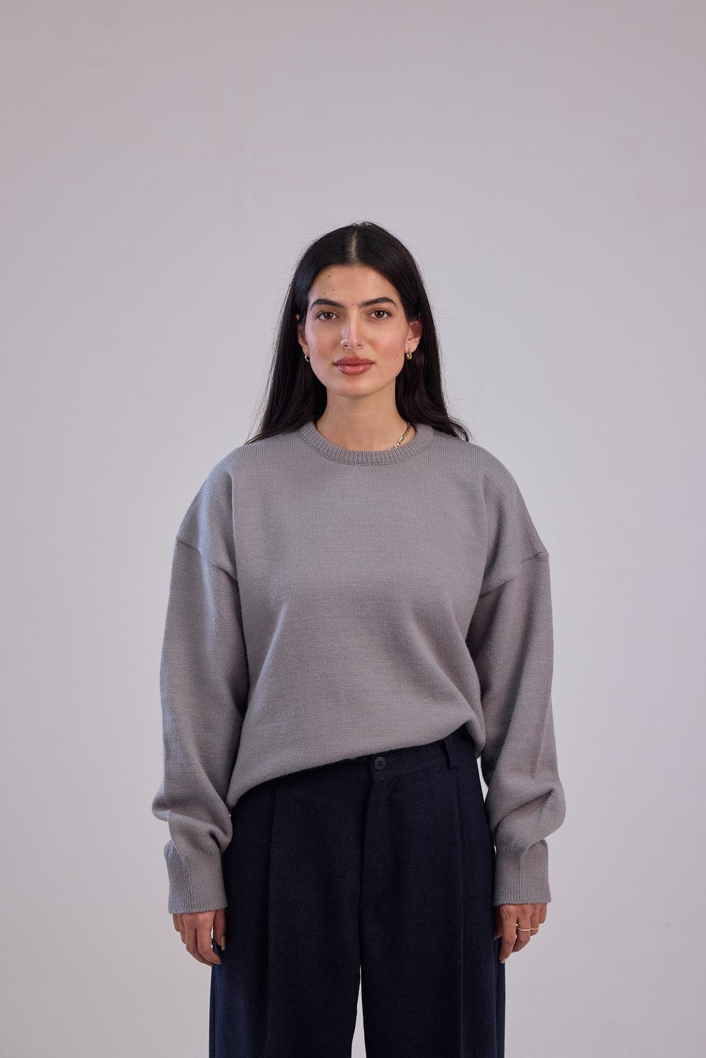 Grey Soft wool relaxed fit sweater