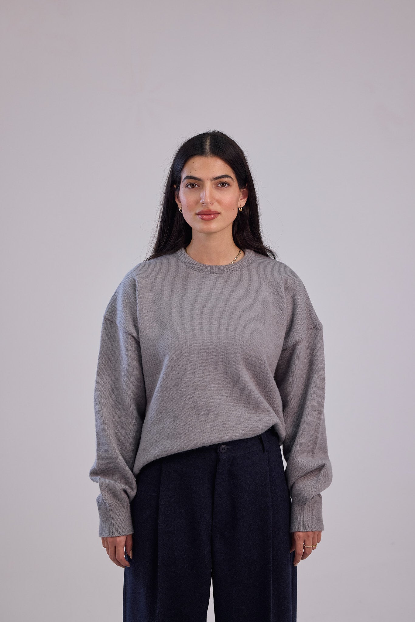 Grey Soft wool relaxed fit sweater
