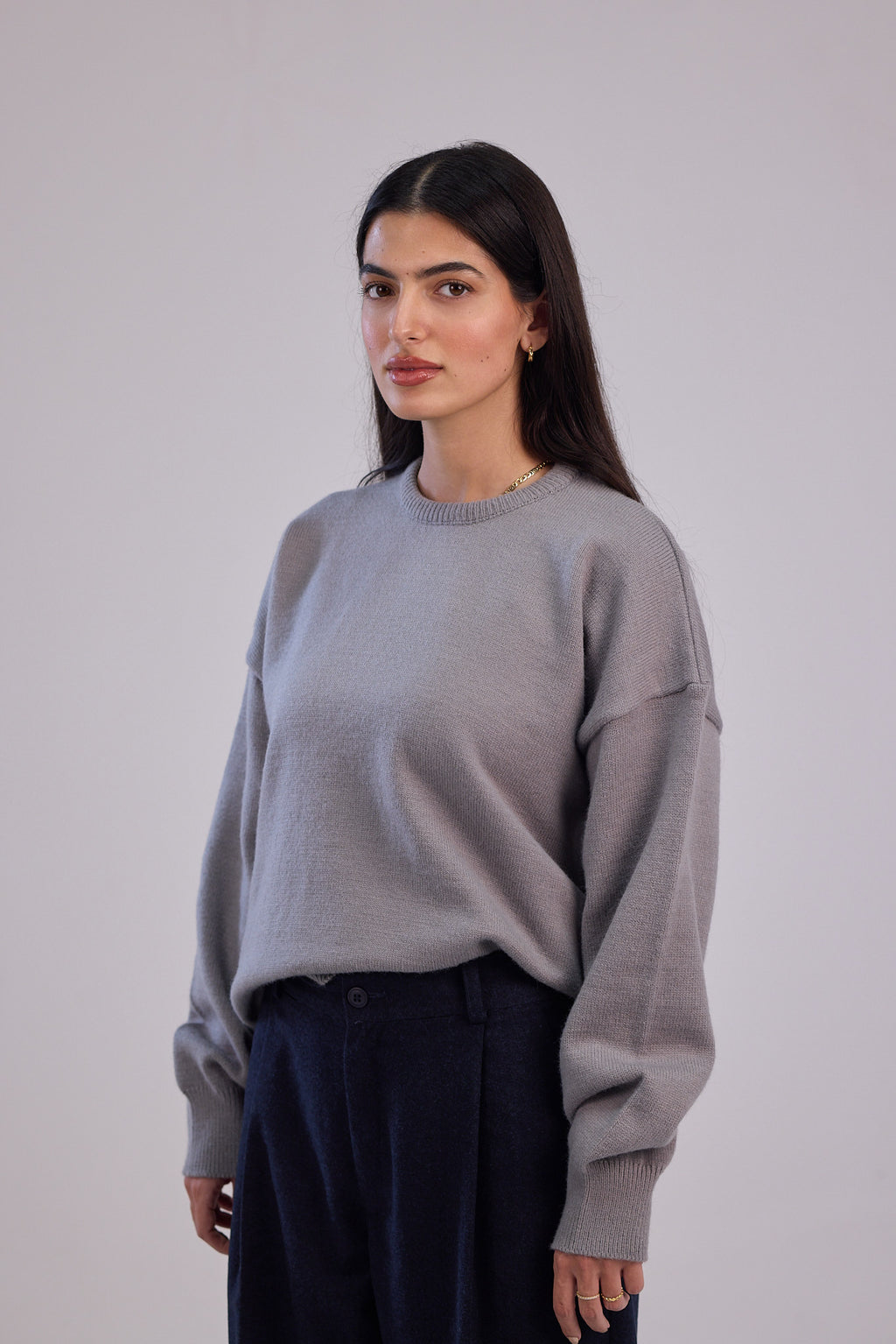Grey Soft wool relaxed fit sweater