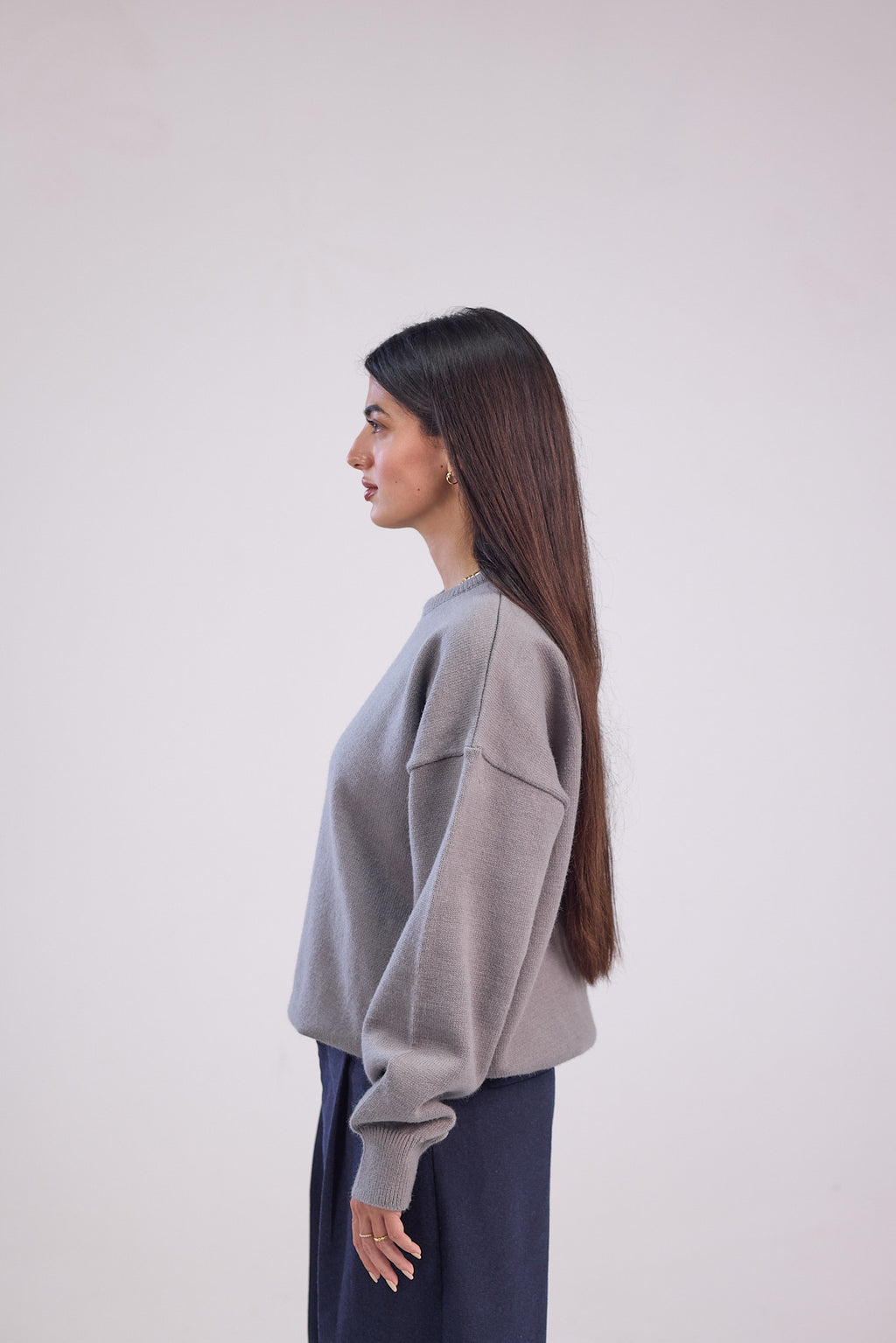 Grey Soft wool relaxed fit sweater