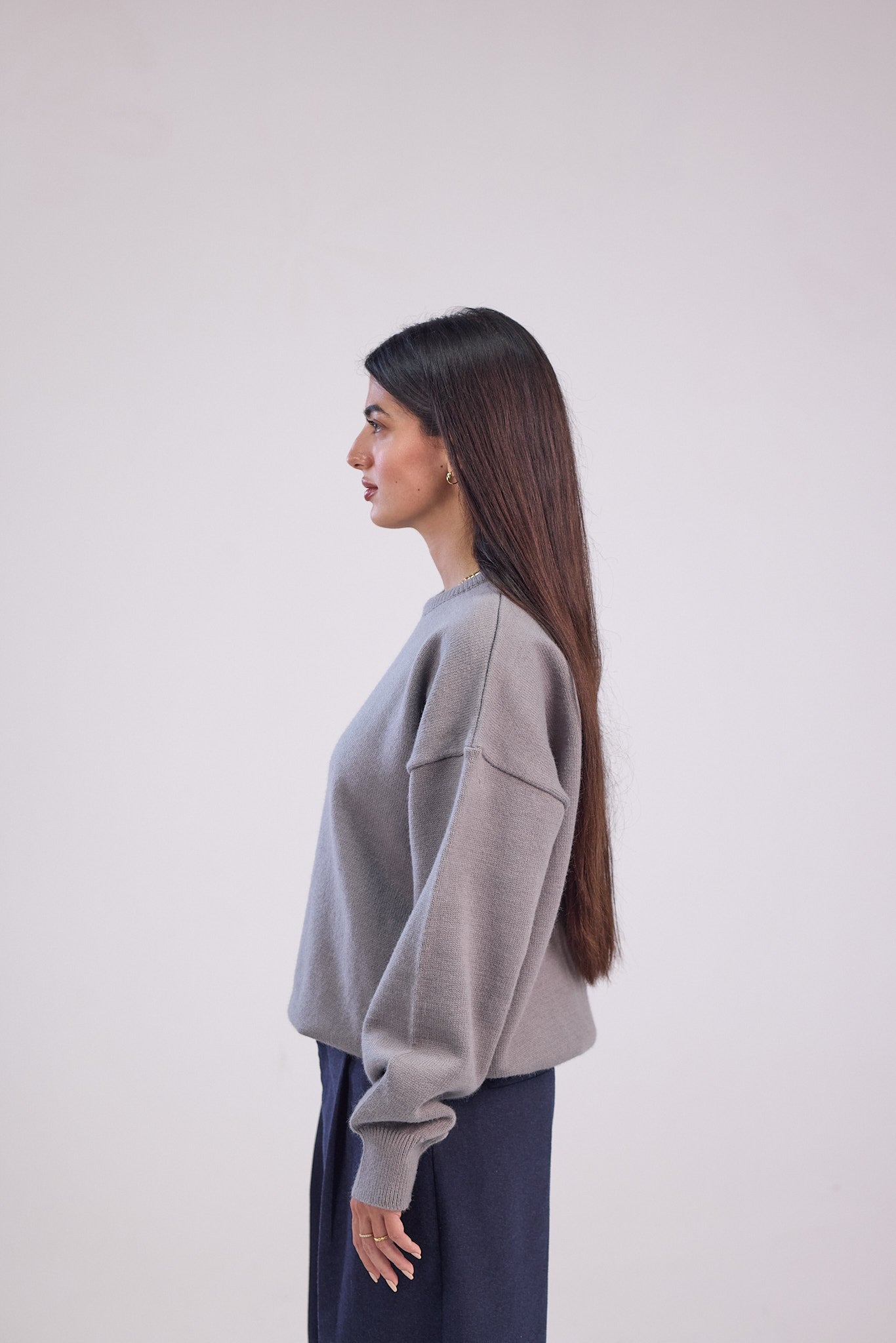 Grey Soft wool relaxed fit sweater