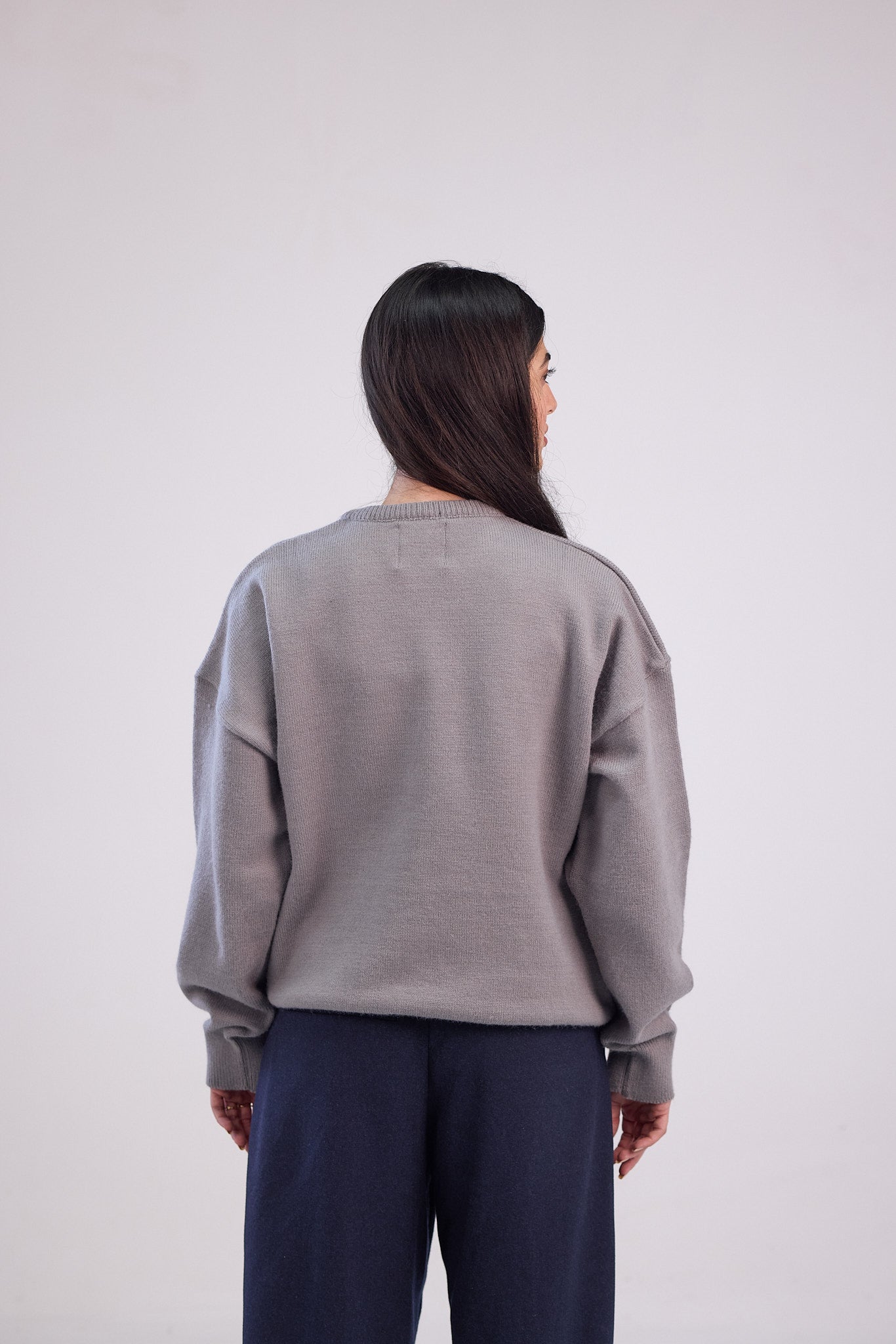 Grey Soft wool relaxed fit sweater