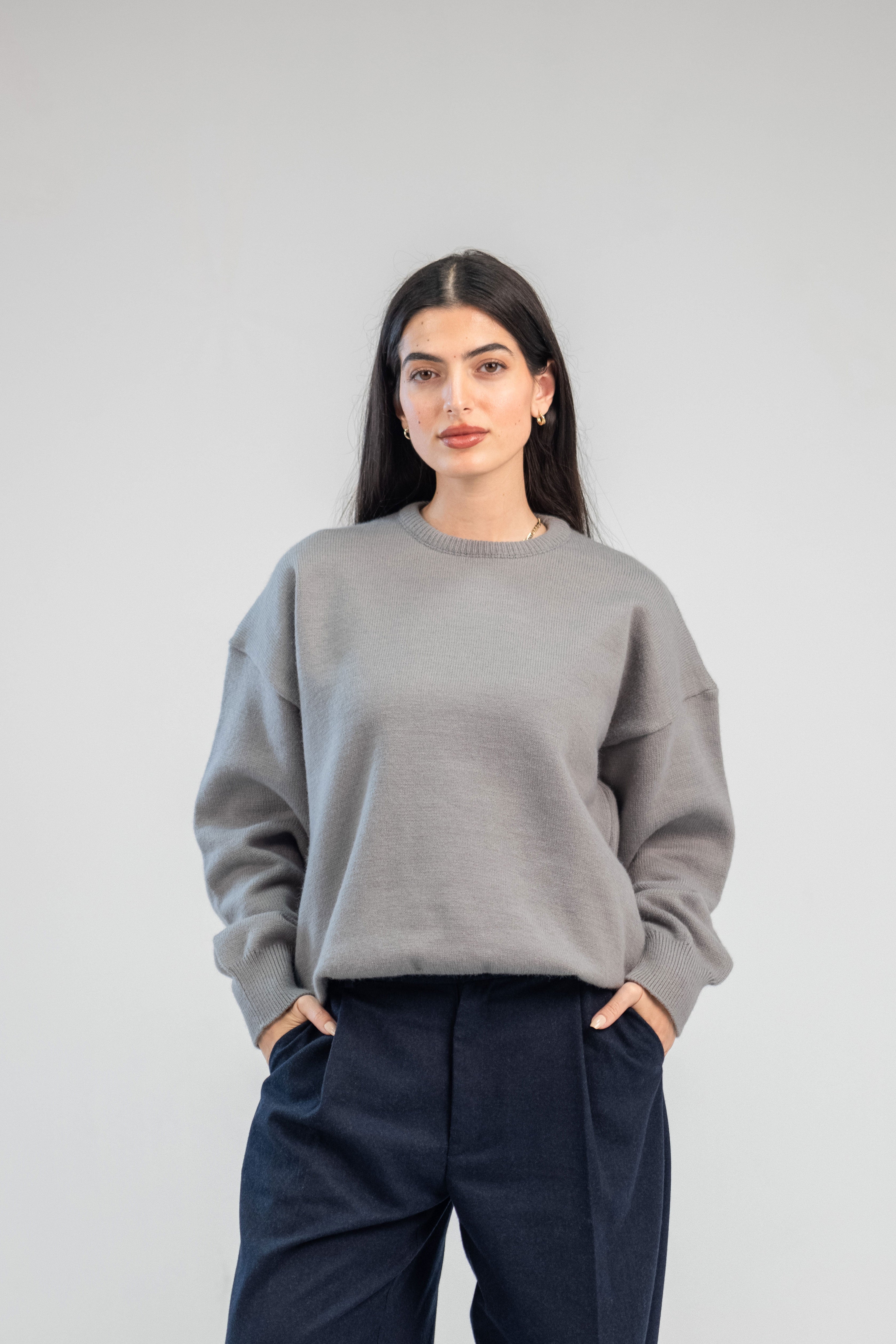 Grey Soft wool relaxed fit sweater