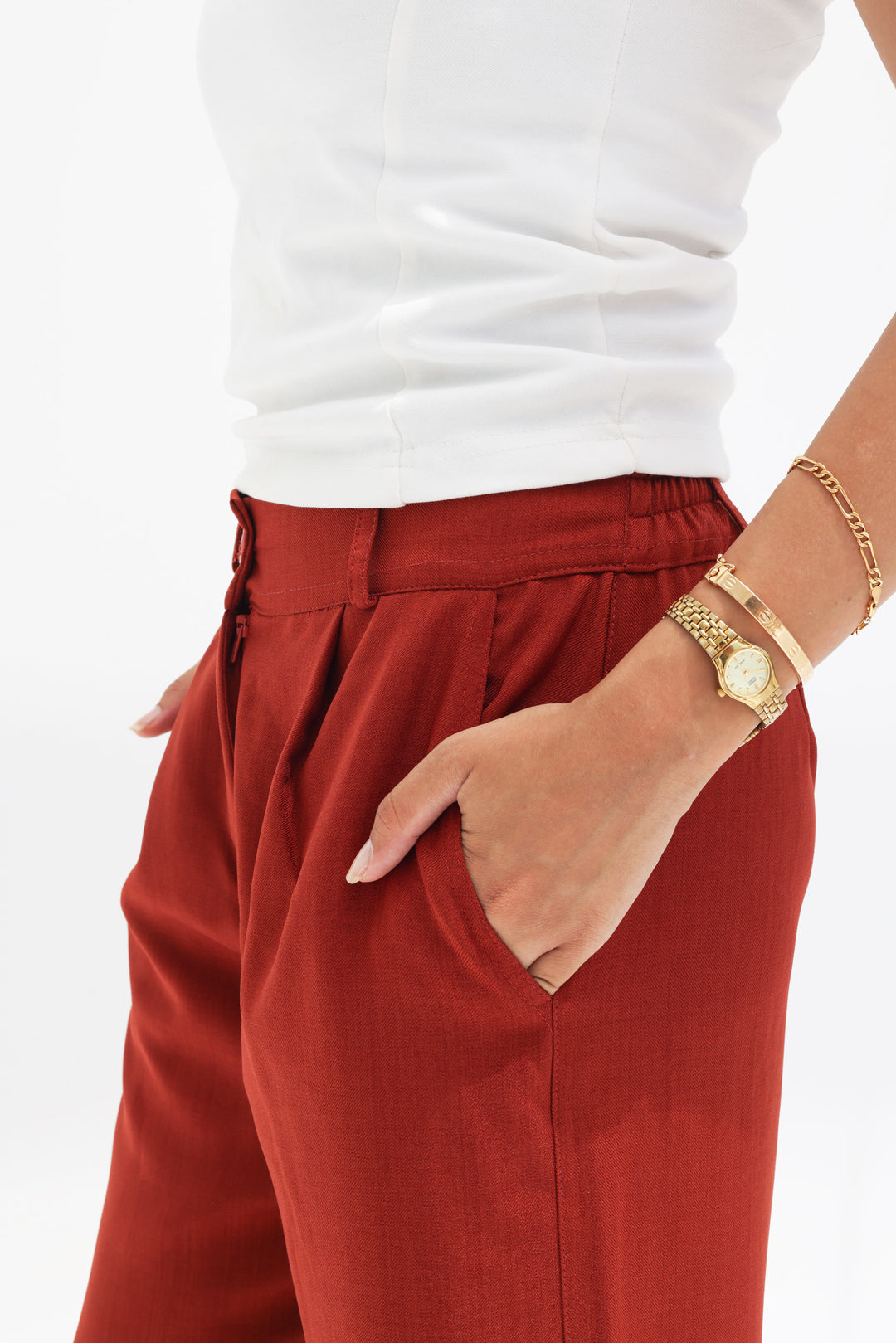 Women relaxed fit linen pants