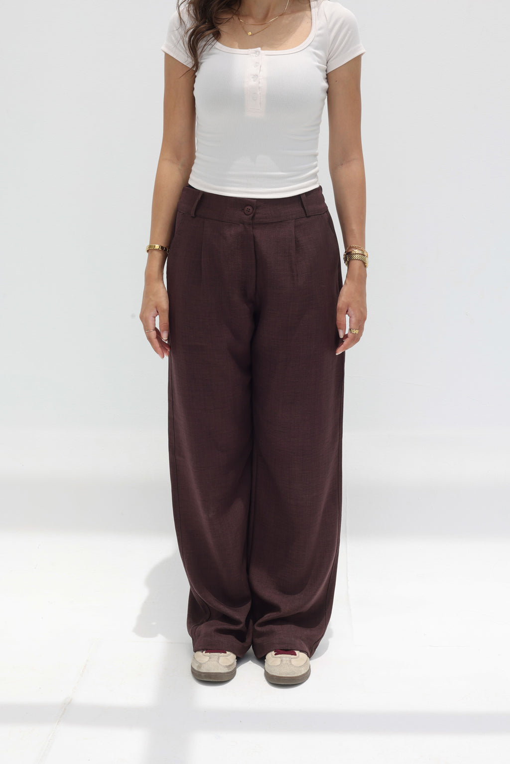 Women relaxed fit linen pants