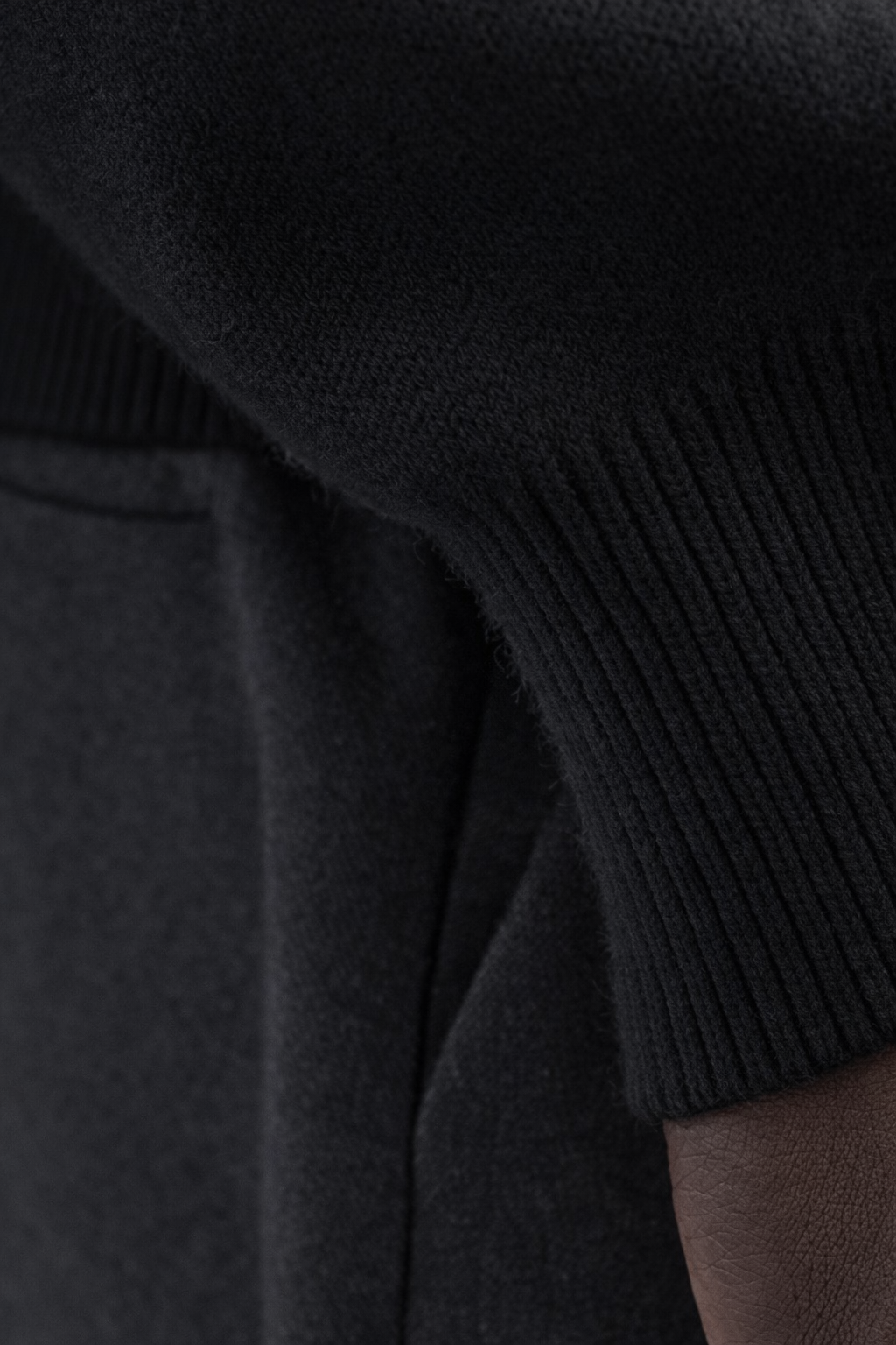 Dark Grey wool wide leg pleated trousers