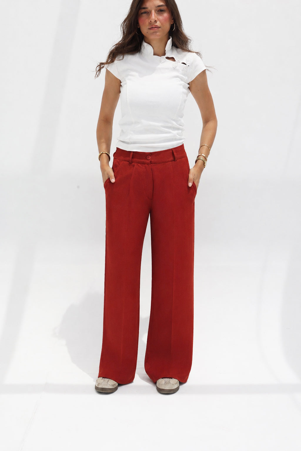 Women relaxed fit linen pants