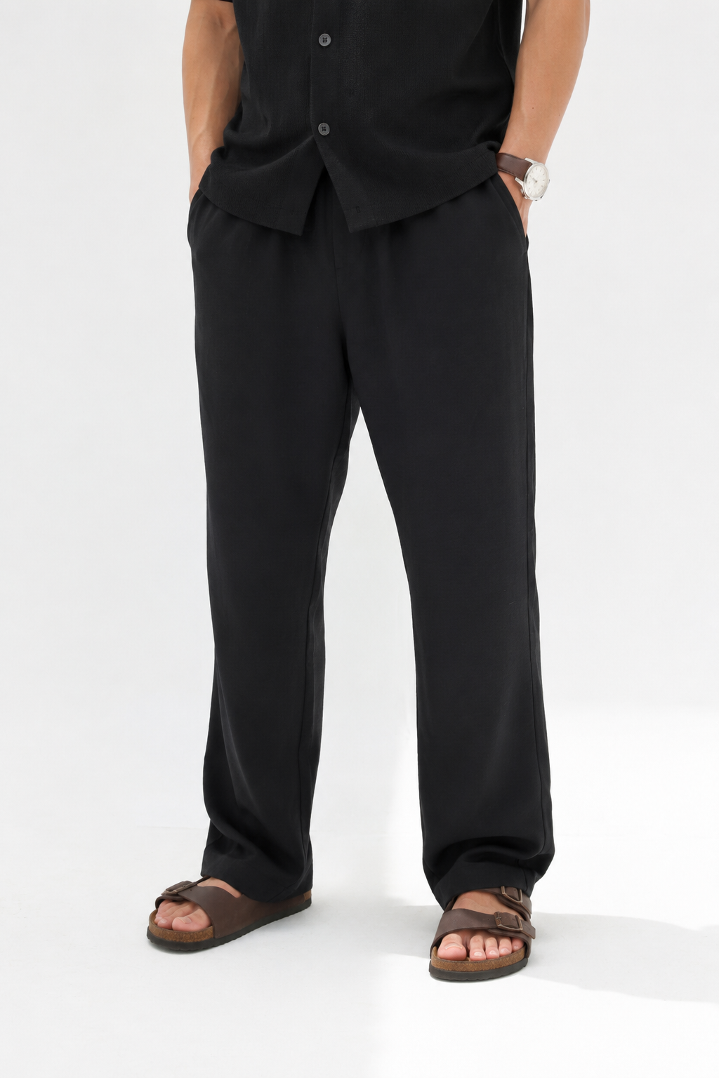 Black men relaxed fit linen pants