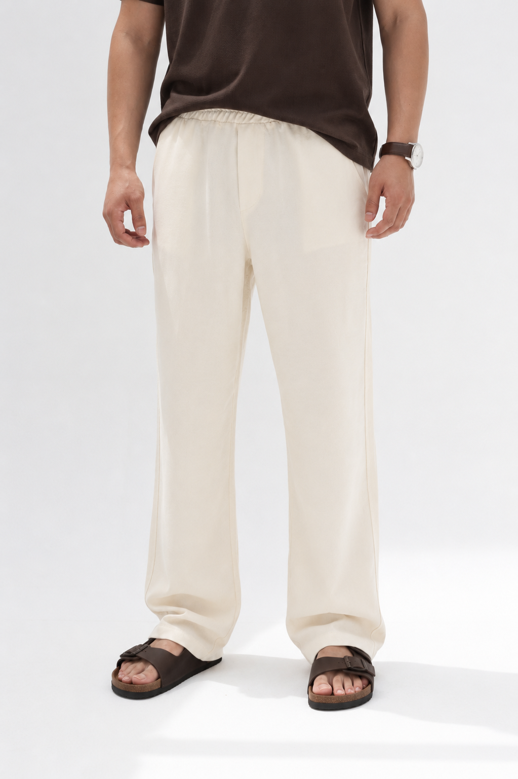 Creamy men relaxed fit linen pants