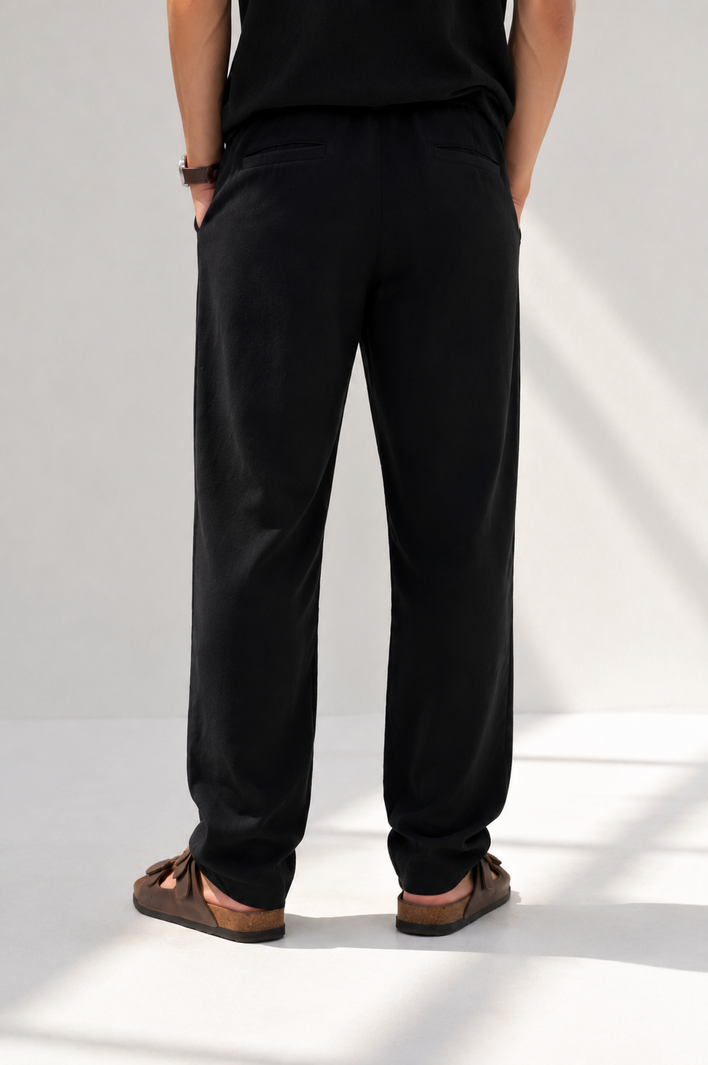 Black men relaxed fit linen pants