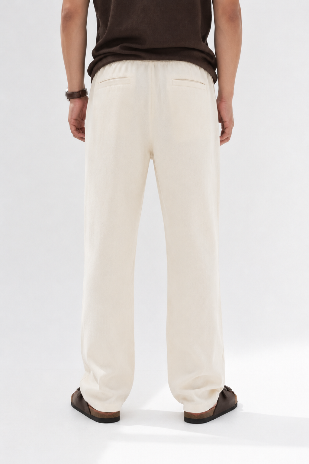 Creamy men relaxed fit linen pants