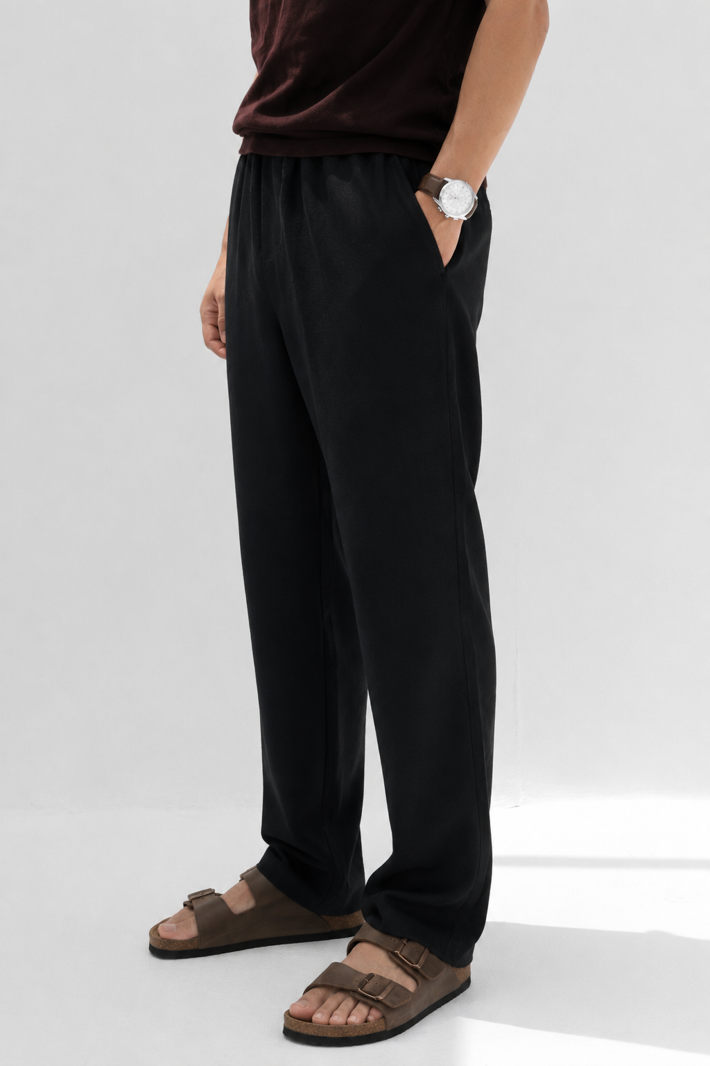 Black men relaxed fit linen pants
