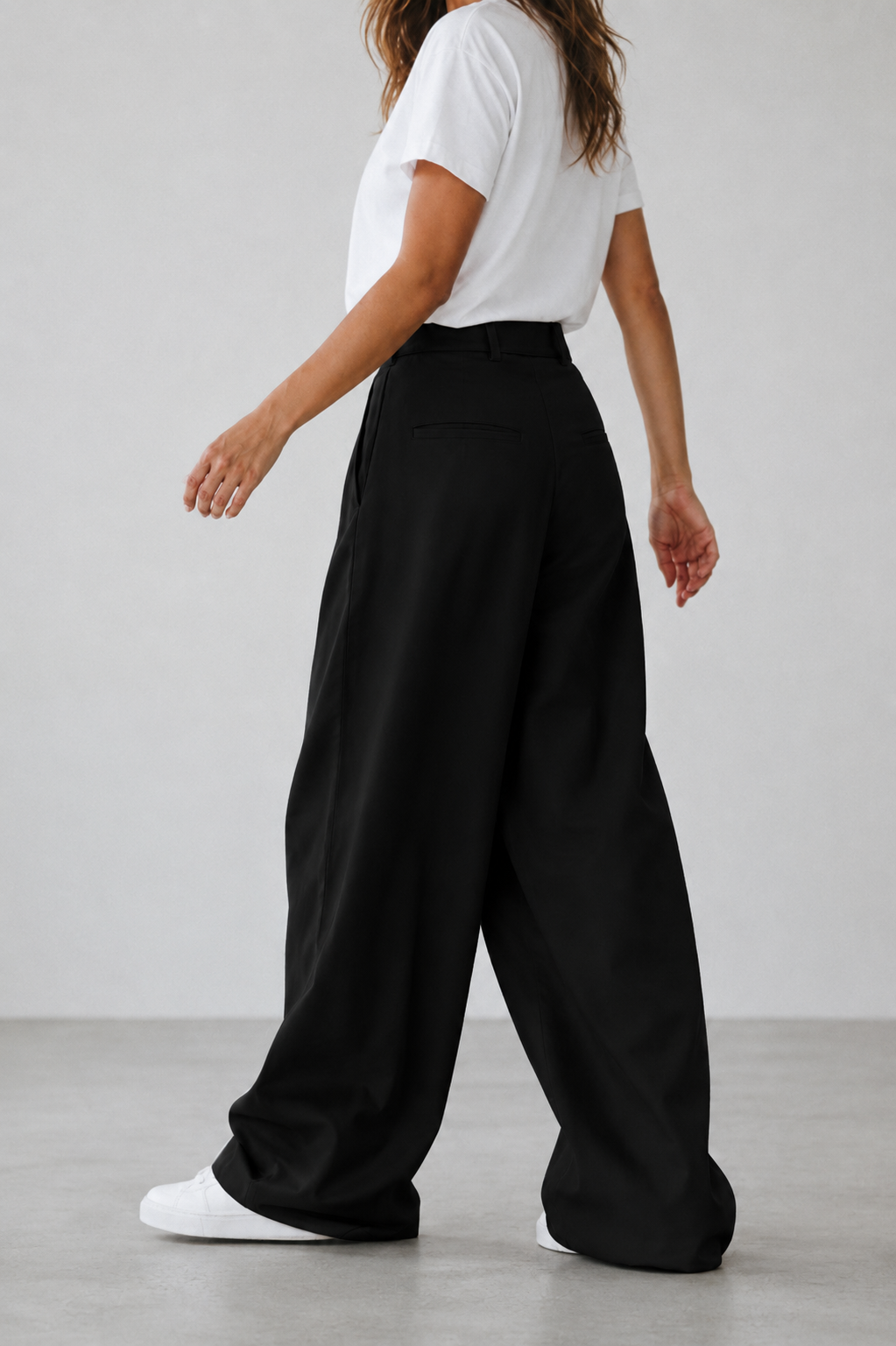 Black pleated wide leg pants