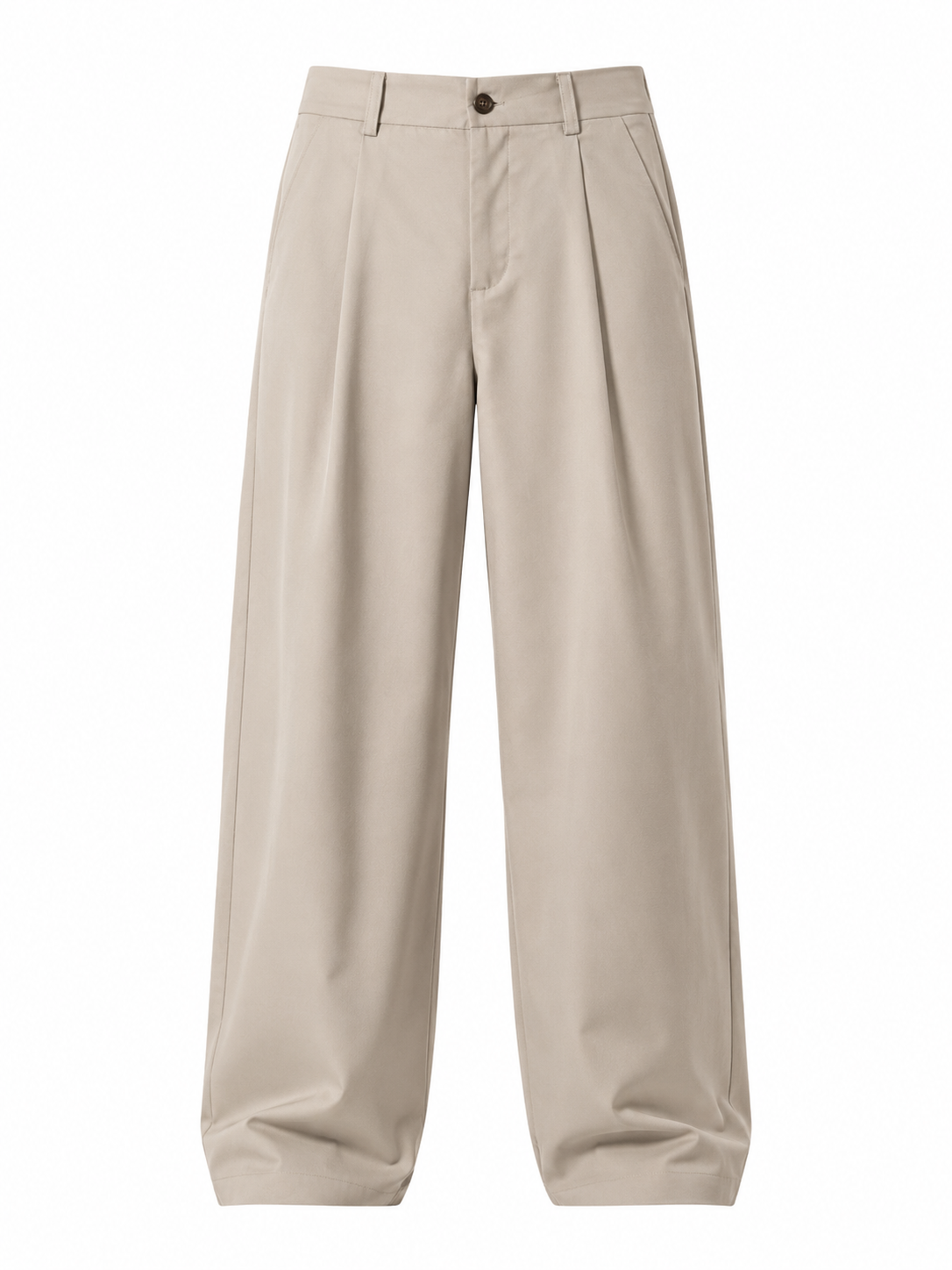 Beige pleated wide leg pants