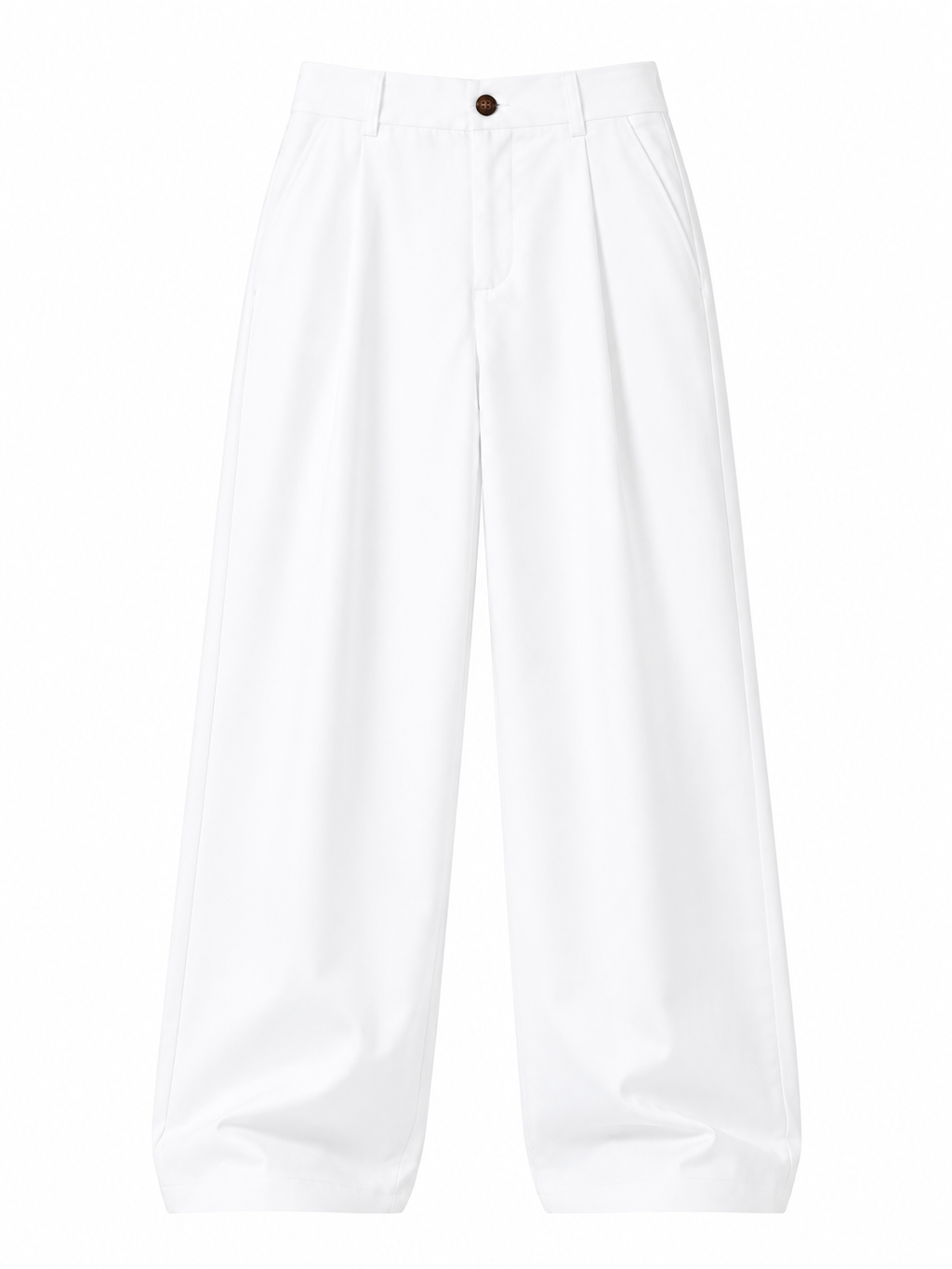 White pleated wide leg pants