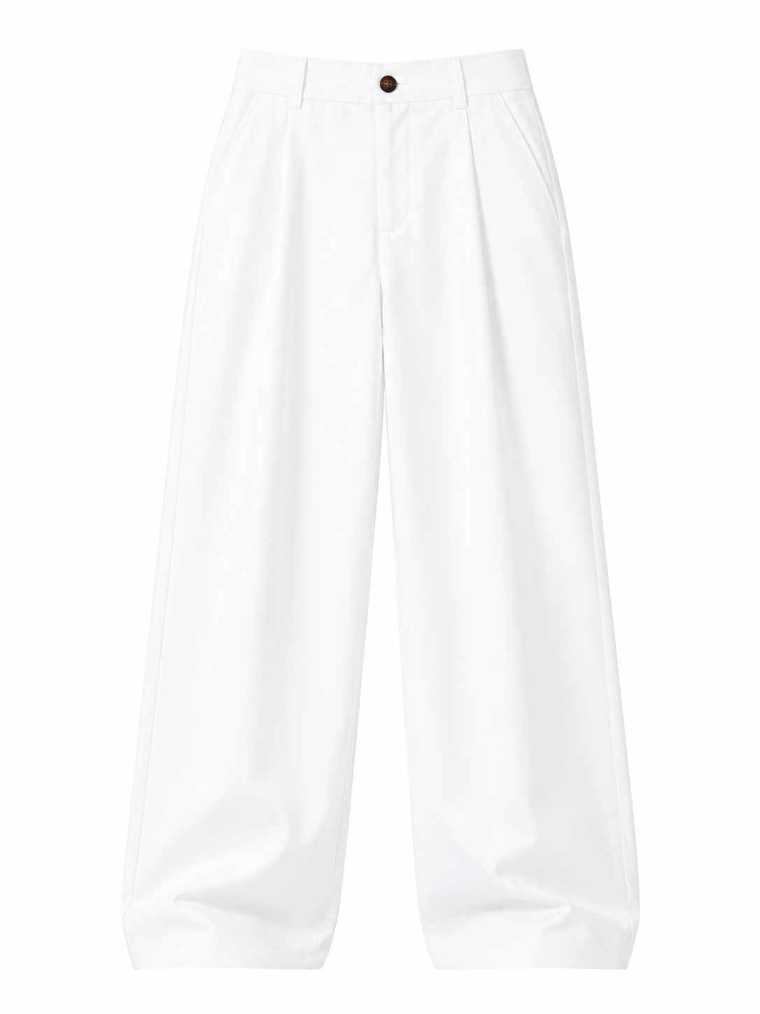 White pleated wide leg pants