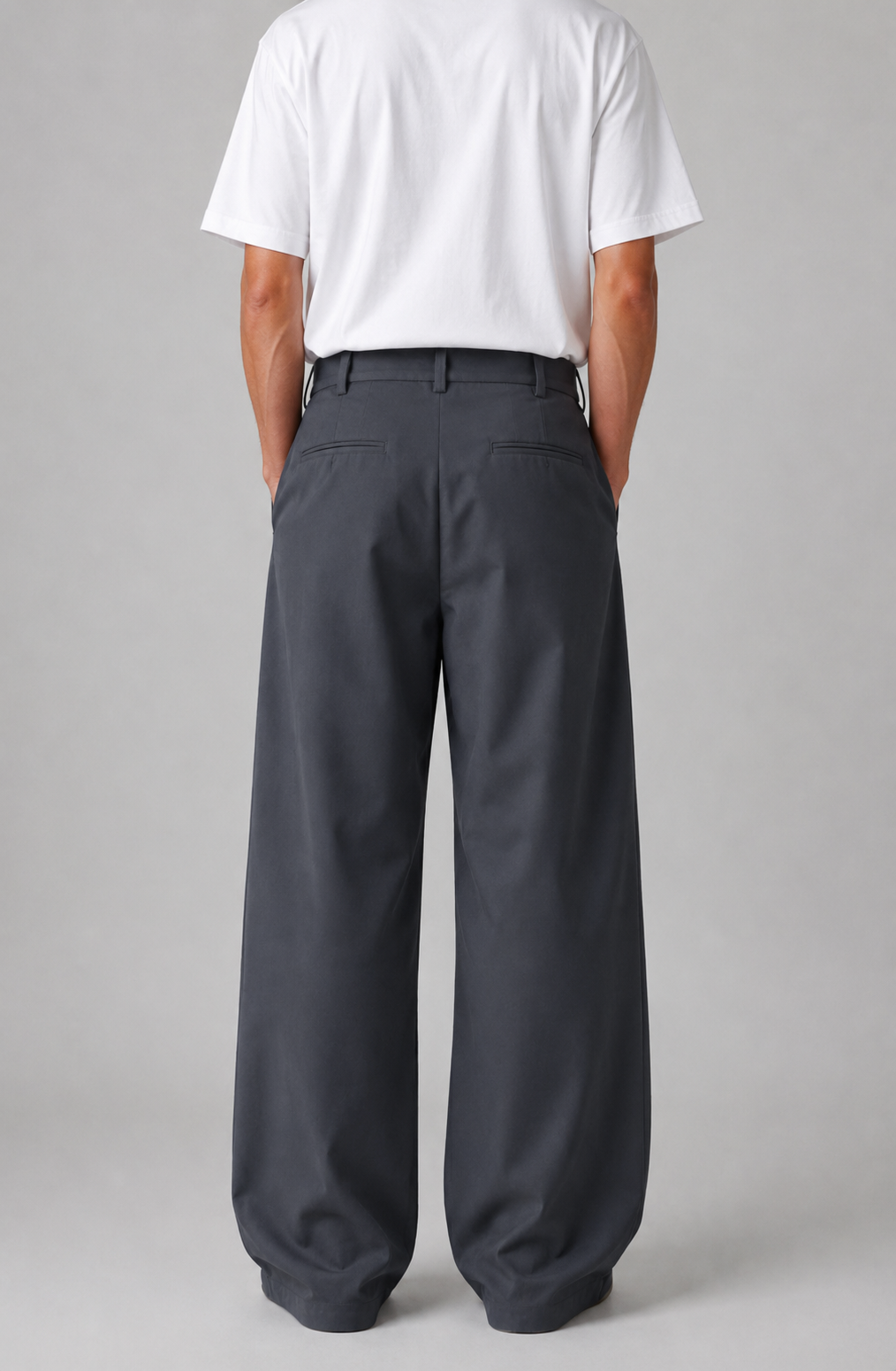 Grey pleated wide leg pants