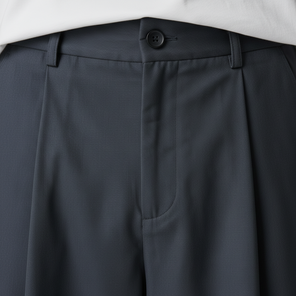 Grey pleated wide leg pants