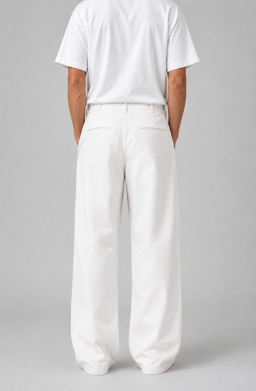 White pleated wide leg pants